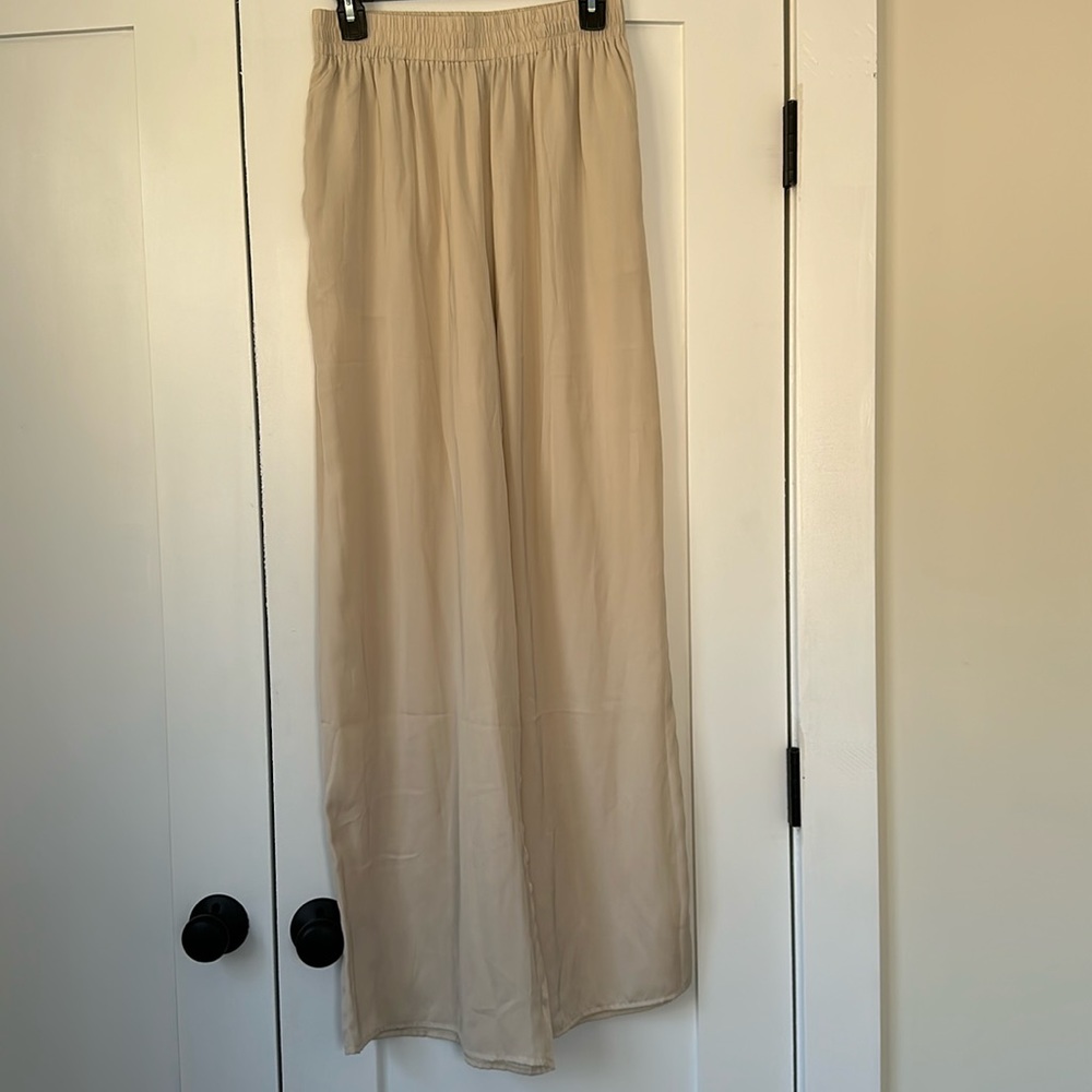 Forever 21 Cream Wide Leg Flowy Pants